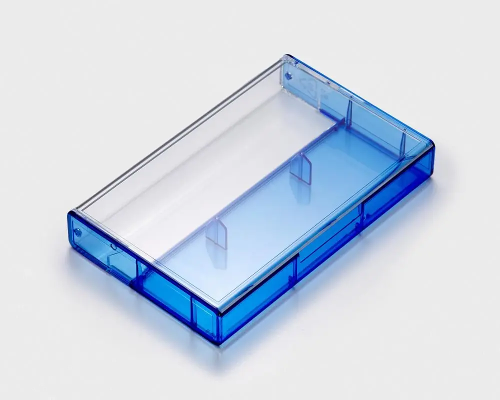Blue transparent‑clear case with pins