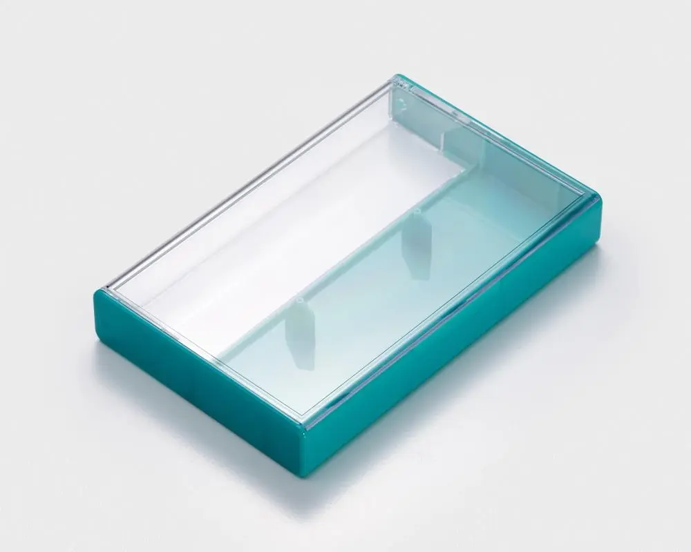 Turqoise‑clear case with pins
