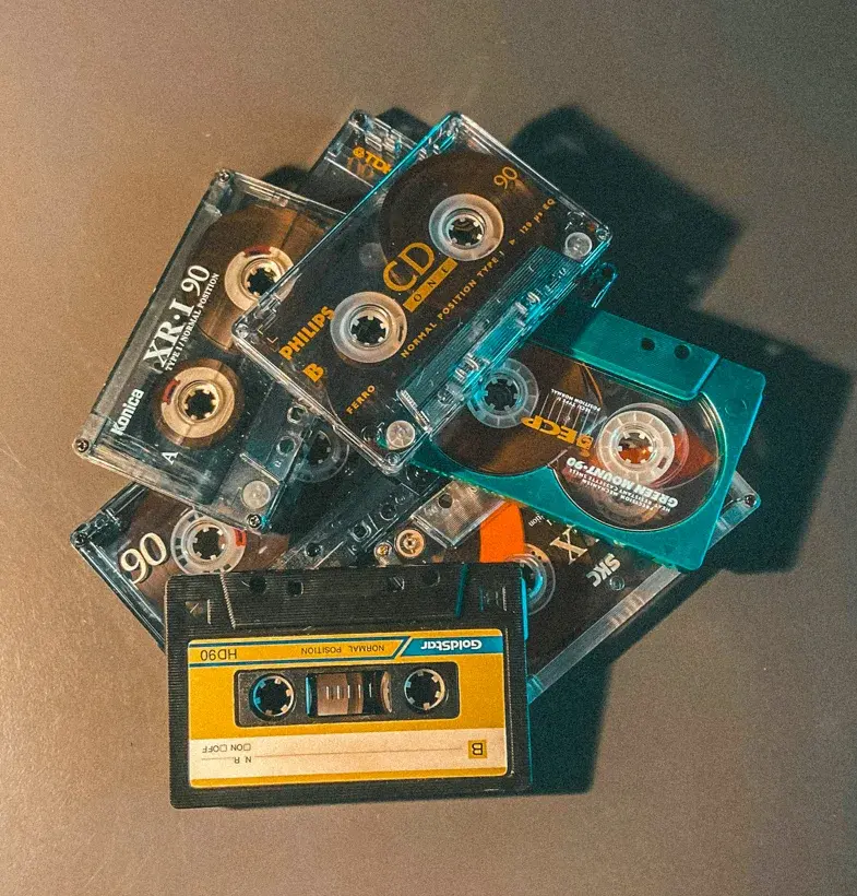 Audio Cassette Tapes stacked on top of each other
